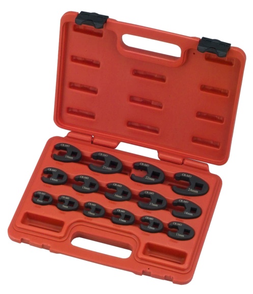 15Pcs Professional Metric Crowfoot Wrench Set