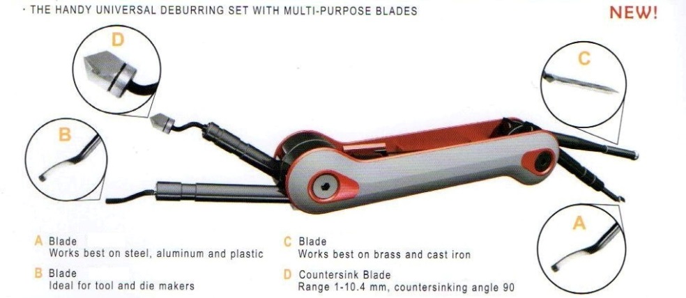 Handy Universal Deburring Set with Multi-Purpose Blades